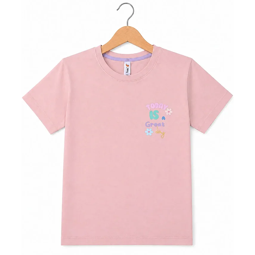 H&C Tshirt Today Is Great Pudra-Pembe - 1