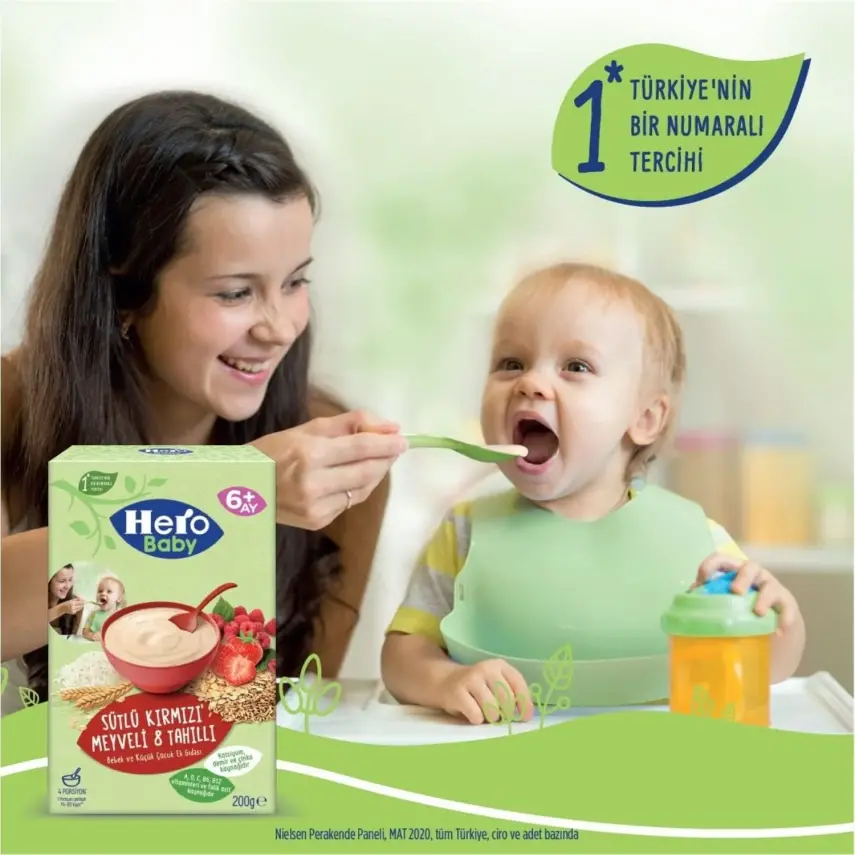 Hero Baby Kaşık Maması Sütlü Kırmızı Meyveli 8 Tahıllı 200 gr - 11