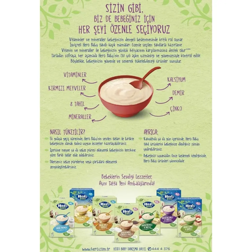 Hero Baby Kaşık Maması Sütlü Kırmızı Meyveli 8 Tahıllı 200 gr - 16