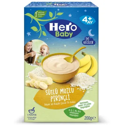 Hero Baby Kaşık Maması Sütlü Pirinçli Muzlu 200 Gr (1)