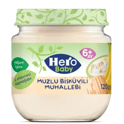 Hero Baby Kavanoz Maması Muzlu Bisküvili Muhallebi 120 gr - 5
