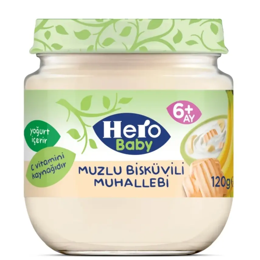 Hero Baby Kavanoz Maması Muzlu Bisküvili Muhallebi 120 gr - 5