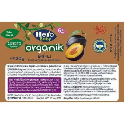 Hero Baby Organik Erikli Kavanoz Maması 120 Gr - 4