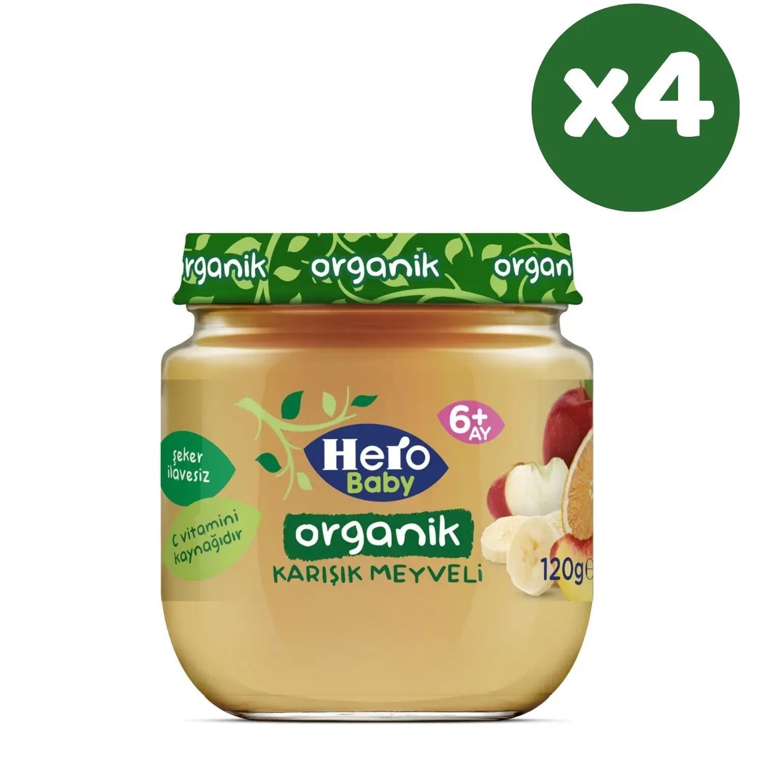 Hero Baby Organik Kavanoz Maması Karışık Meyveli 4X120 gr