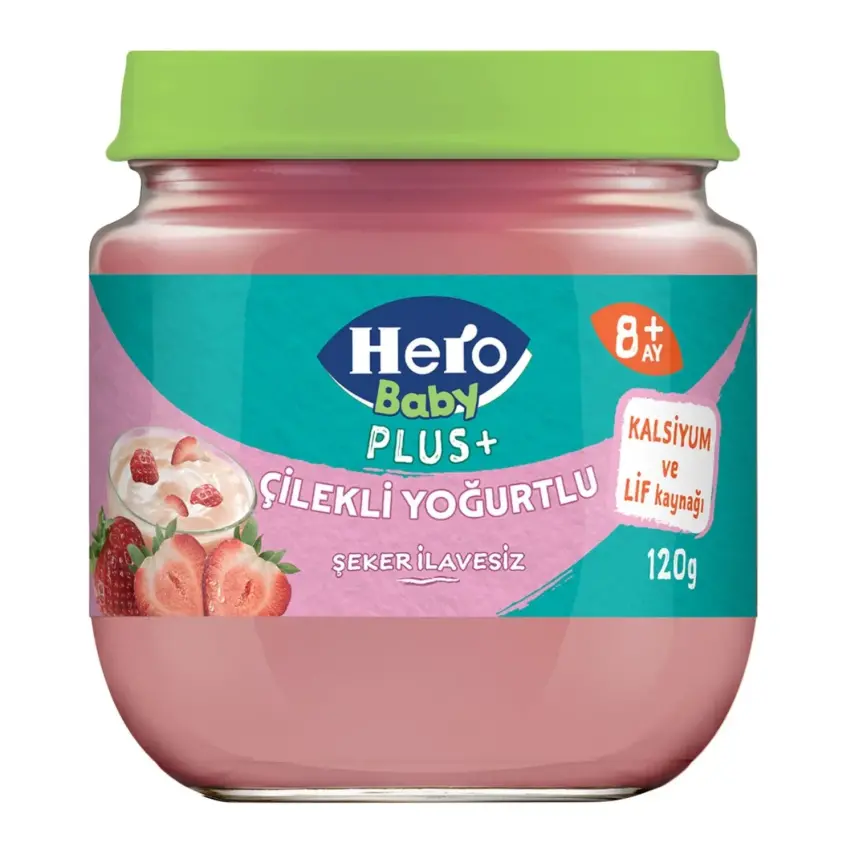Hero Baby Plus Kavanoz Maması Çilekli Yoğurtlu 120 gr - 1