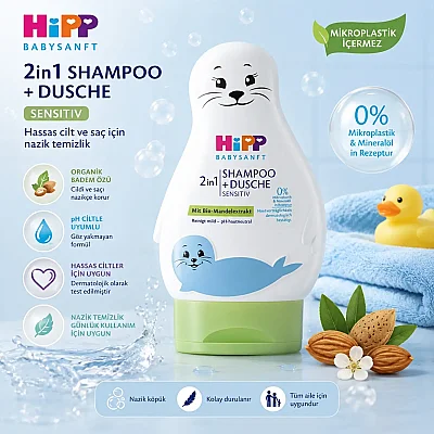 Hipp Babysanft 2'si 1 Arada Şampuan ve Duş Jeli 200 ml (1)