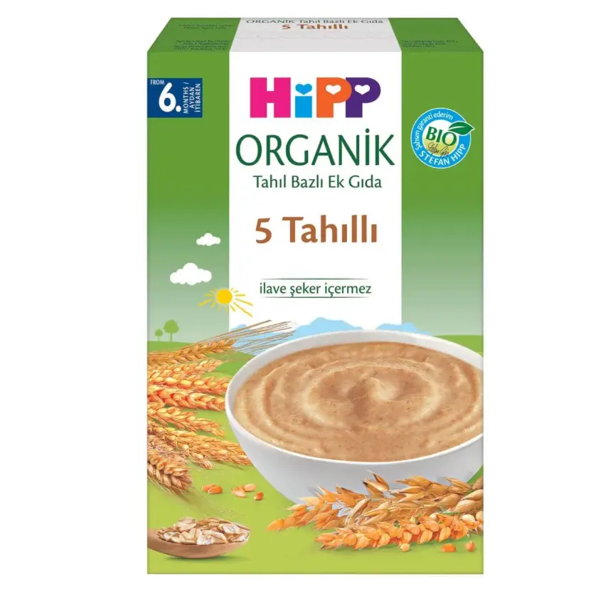 Hipp Kaşık Mamaları Organik Tahıl Bazlı Ek Gıda 5 Tahıllı 200 gr - 1