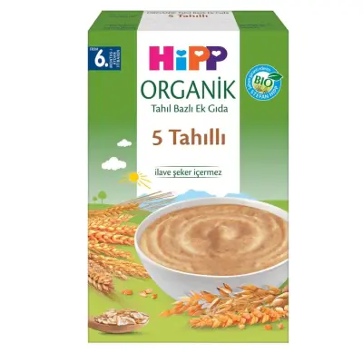 Hipp Kaşık Mamaları Organik Tahıl Bazlı Ek Gıda 5 Tahıllı 200 gr (1)
