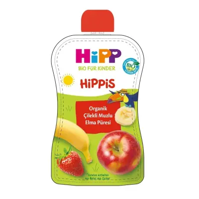 Hipp Organik Çilekli Muzlu Elma Püresi 100 gr (1)