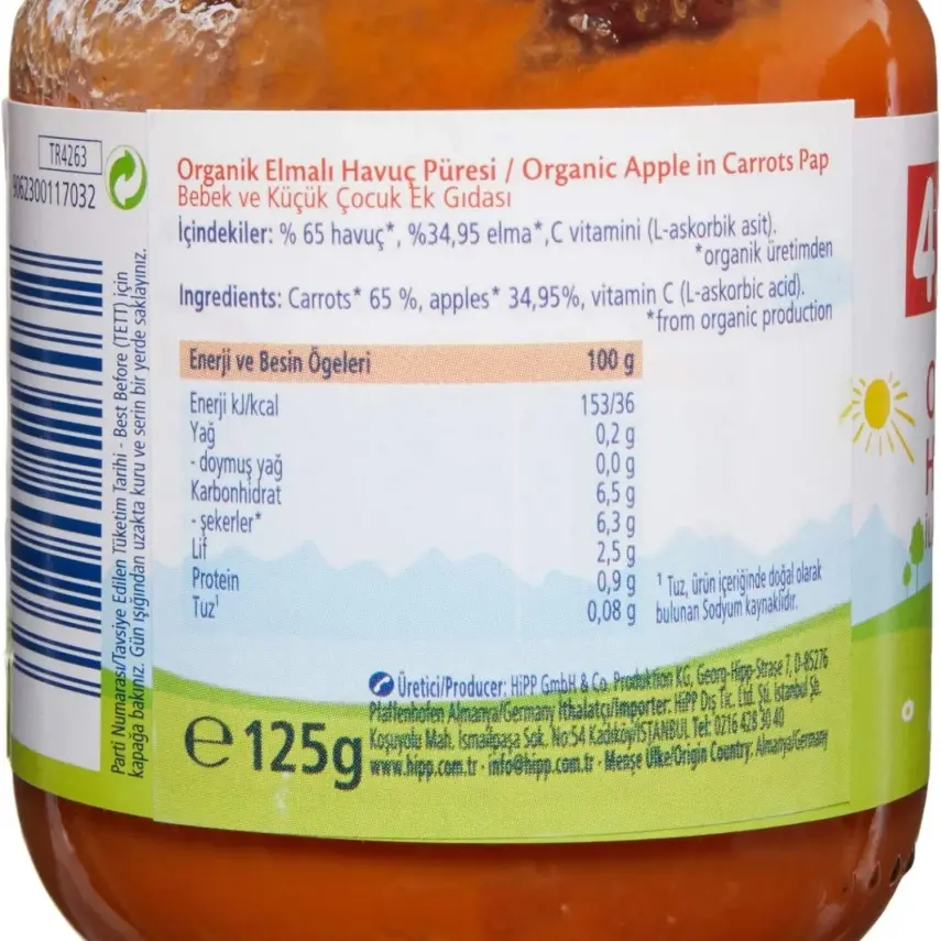 Hipp Organik Elmalı Havuç Püresi 125 gr - 13