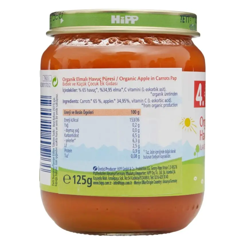 Hipp Organik Elmalı Havuç Püresi 125 gr - 2