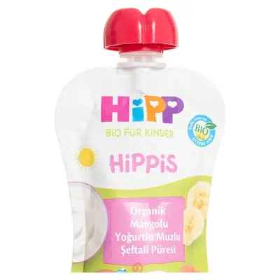 Hipp Organik Mangolu Yoğurtlu Muzlu Şeftali Püresi 100gr (1)