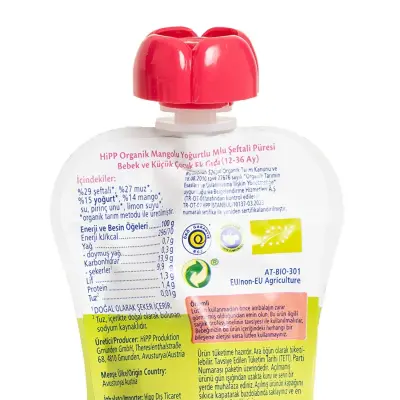 Hipp Organik Mangolu Yoğurtlu Muzlu Şeftali Püresi 100gr - 3