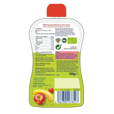 Hipp Organik Muzlu Elmalı Armut Püresi 100 gr - 6