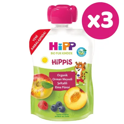 Hipp Organik Orman Meyveli Şeftalili Elma Püresi 100 gr x3 - 2