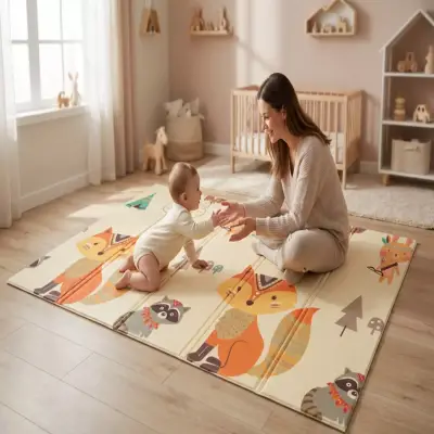 Holmen Katlanabilir Oyun Matı Minik Hayvanlar Soft 150x200x1 Cm - 3