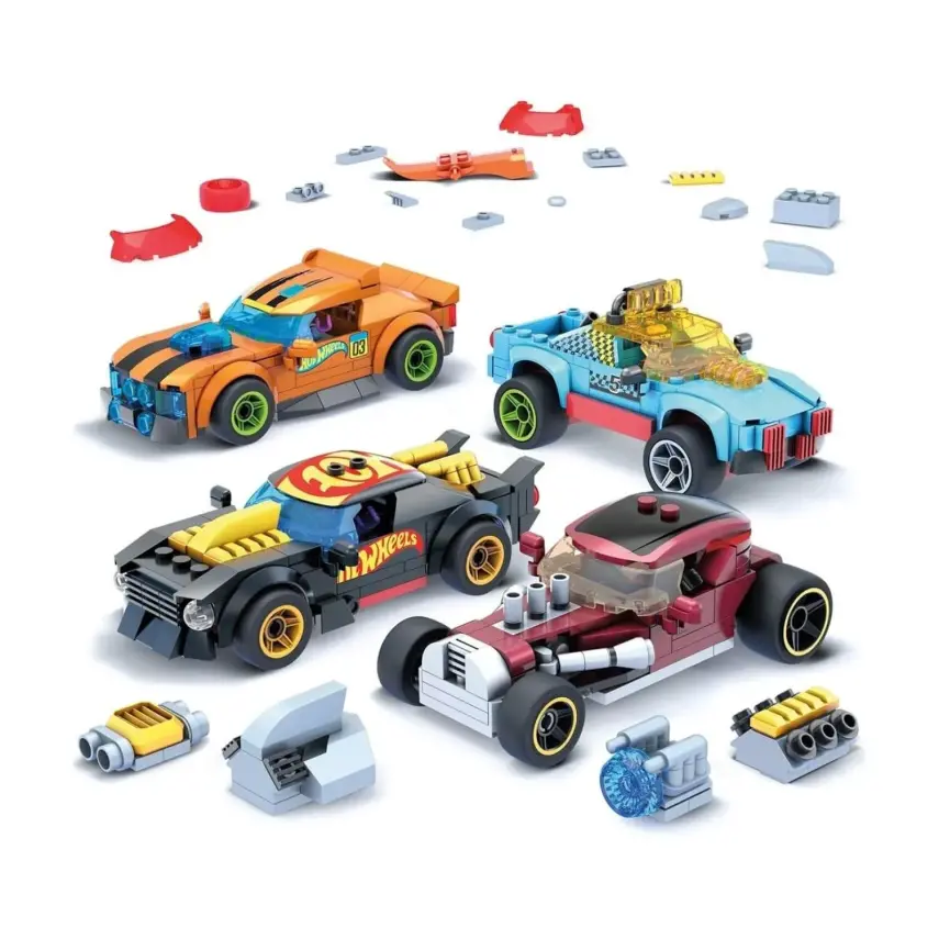 Hot Wheels Aksesuarlı Dörtlü Araç Set - 1