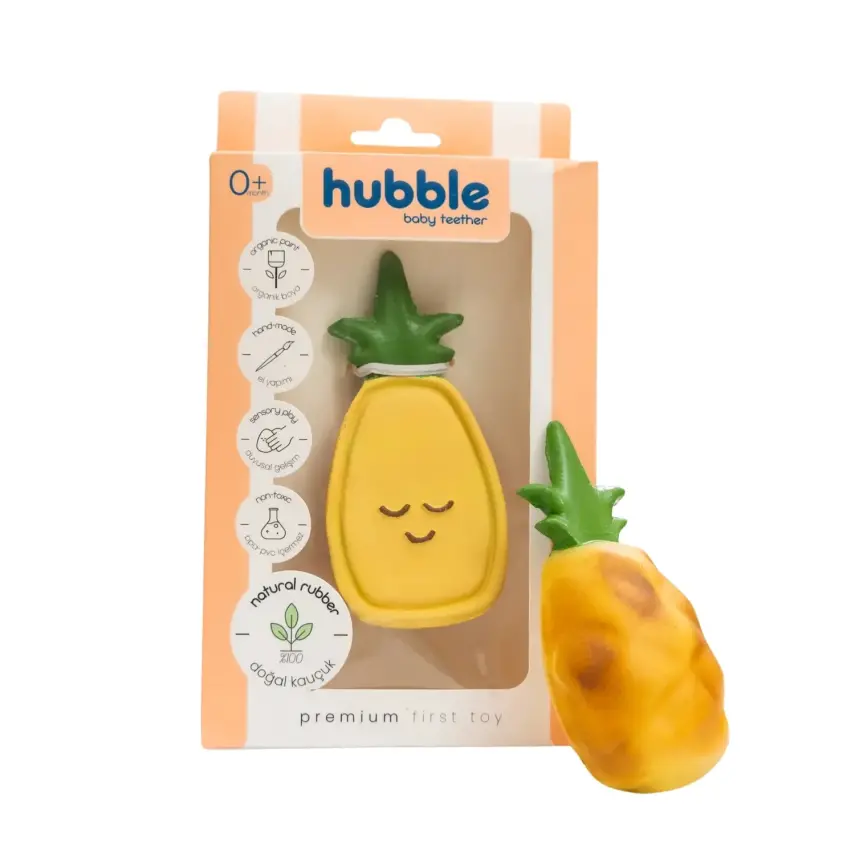 Hubble Doğal Bebek Diş Kaşıyıcı Ve Oyuncağı (%100 Doğal Kauçuk) Ananas - 1