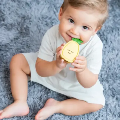 Hubble Doğal Bebek Diş Kaşıyıcı Ve Oyuncağı (%100 Doğal Kauçuk) Ananas - 5