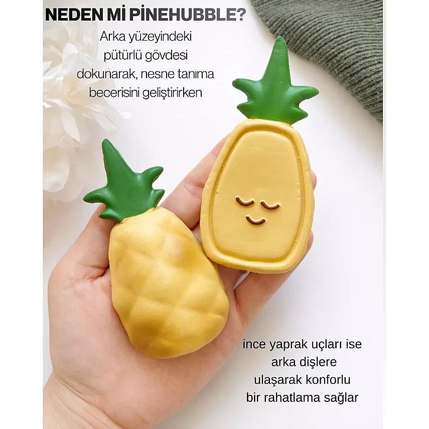 Hubble Doğal Bebek Diş Kaşıyıcı Ve Oyuncağı (%100 Doğal Kauçuk) Ananas - 8