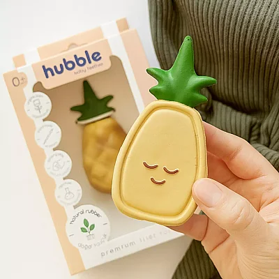 Hubble Doğal Bebek Diş Kaşıyıcı Ve Oyuncağı (%100 Doğal Kauçuk) Ananas - 5