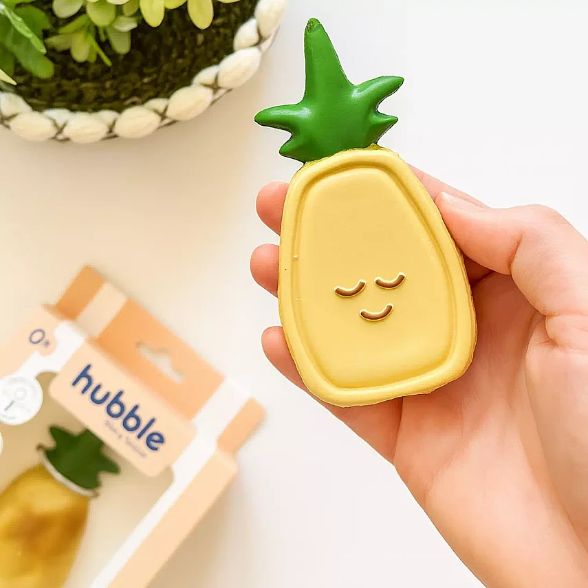 Hubble Doğal Bebek Diş Kaşıyıcı Ve Oyuncağı (%100 Doğal Kauçuk) Ananas - 6
