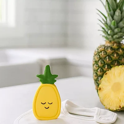 Hubble Doğal Bebek Diş Kaşıyıcı Ve Oyuncağı (%100 Doğal Kauçuk) Ananas - 7
