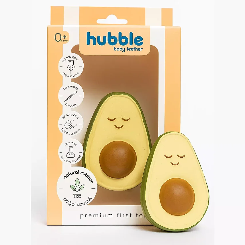 Hubble Doğal Bebek Diş Kaşıyıcı Ve Oyuncağı (%100 Doğal Kauçuk) Avakado - 1