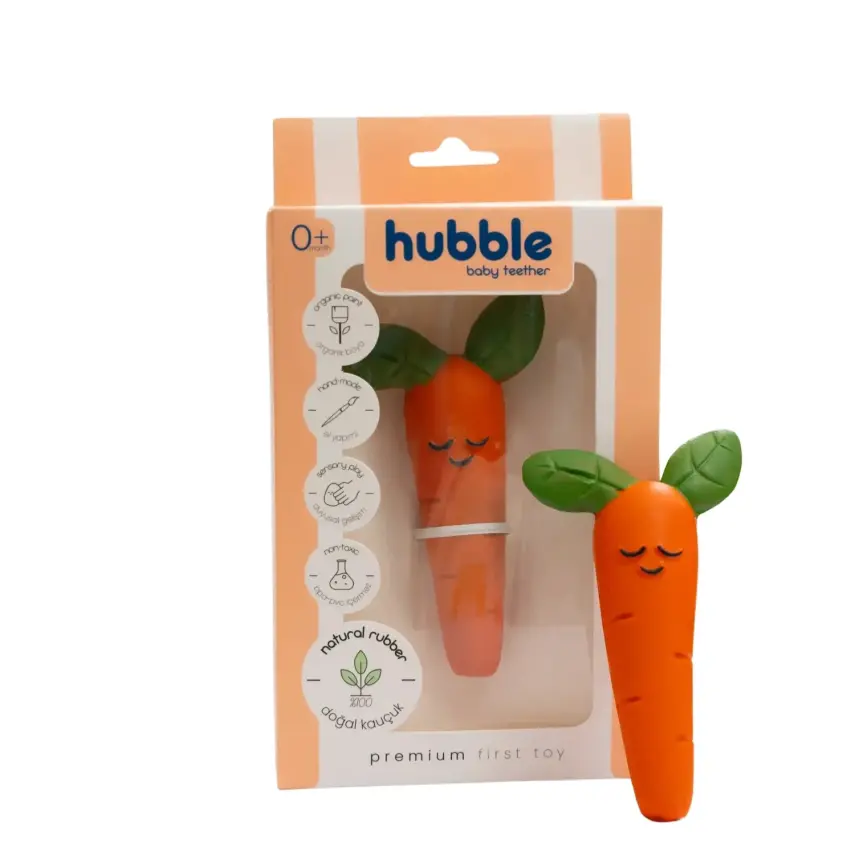 Hubble Doğal Bebek Diş Kaşıyıcı Ve Oyuncağı (%100 Doğal Kauçuk) Havuç - 1