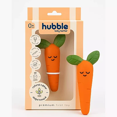 Hubble Doğal Bebek Diş Kaşıyıcı Ve Oyuncağı (%100 Doğal Kauçuk) Havuç