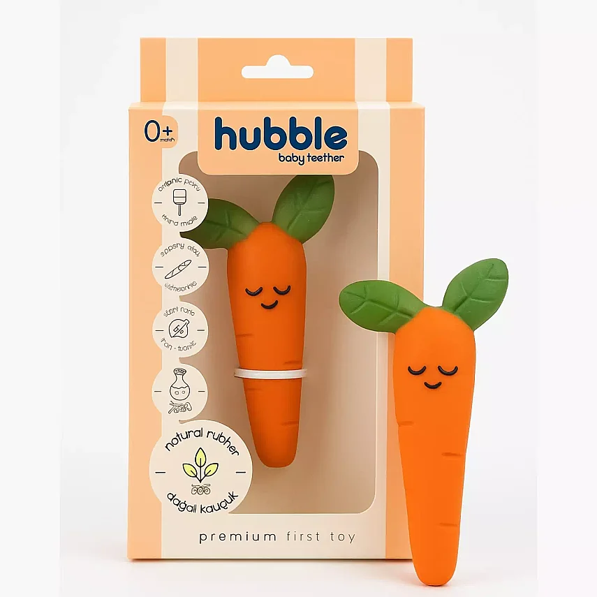 Hubble Doğal Bebek Diş Kaşıyıcı Ve Oyuncağı (%100 Doğal Kauçuk) Havuç - 1