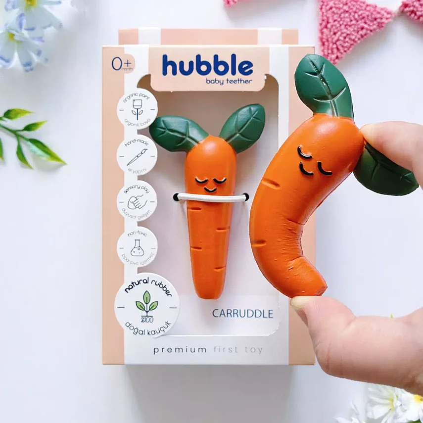 Hubble Doğal Bebek Diş Kaşıyıcı Ve Oyuncağı (%100 Doğal Kauçuk) Havuç - 4