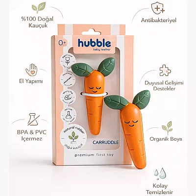 Hubble Doğal Bebek Diş Kaşıyıcı Ve Oyuncağı (%100 Doğal Kauçuk) Havuç - 7