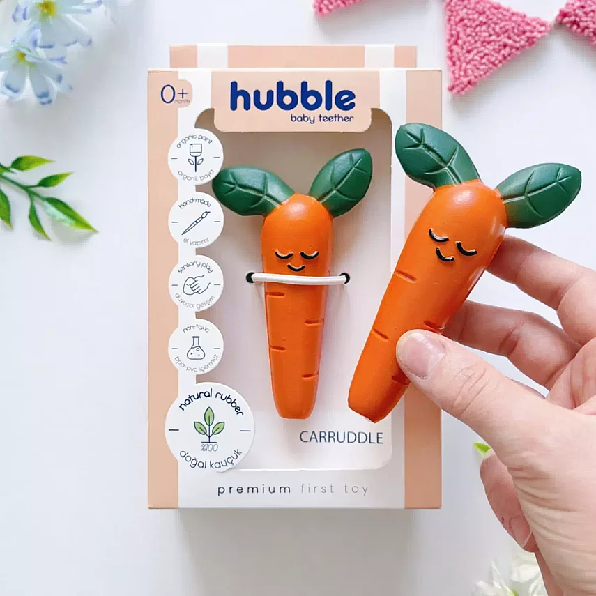Hubble Doğal Bebek Diş Kaşıyıcı Ve Oyuncağı (%100 Doğal Kauçuk) Havuç - 9