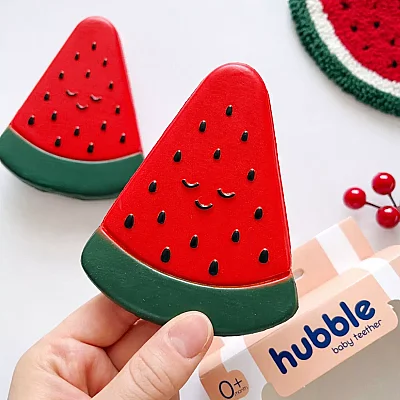Hubble Doğal Bebek Diş Kaşıyıcı Ve Oyuncağı (%100 Doğal Kauçuk) Karpuz (1)