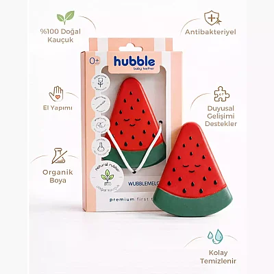 Hubble Doğal Bebek Diş Kaşıyıcı Ve Oyuncağı (%100 Doğal Kauçuk) Karpuz - 11