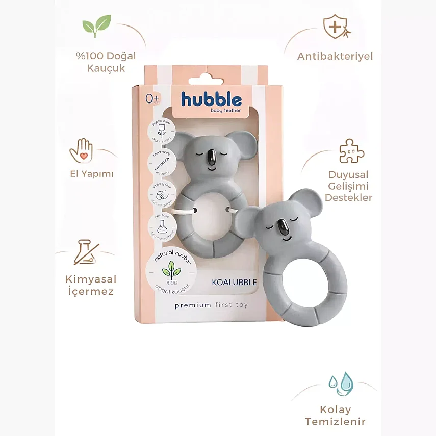 Hubble Doğal Bebek Diş Kaşıyıcı Ve Oyuncağı (%100 Doğal Kauçuk) Koala Halkalı - 8