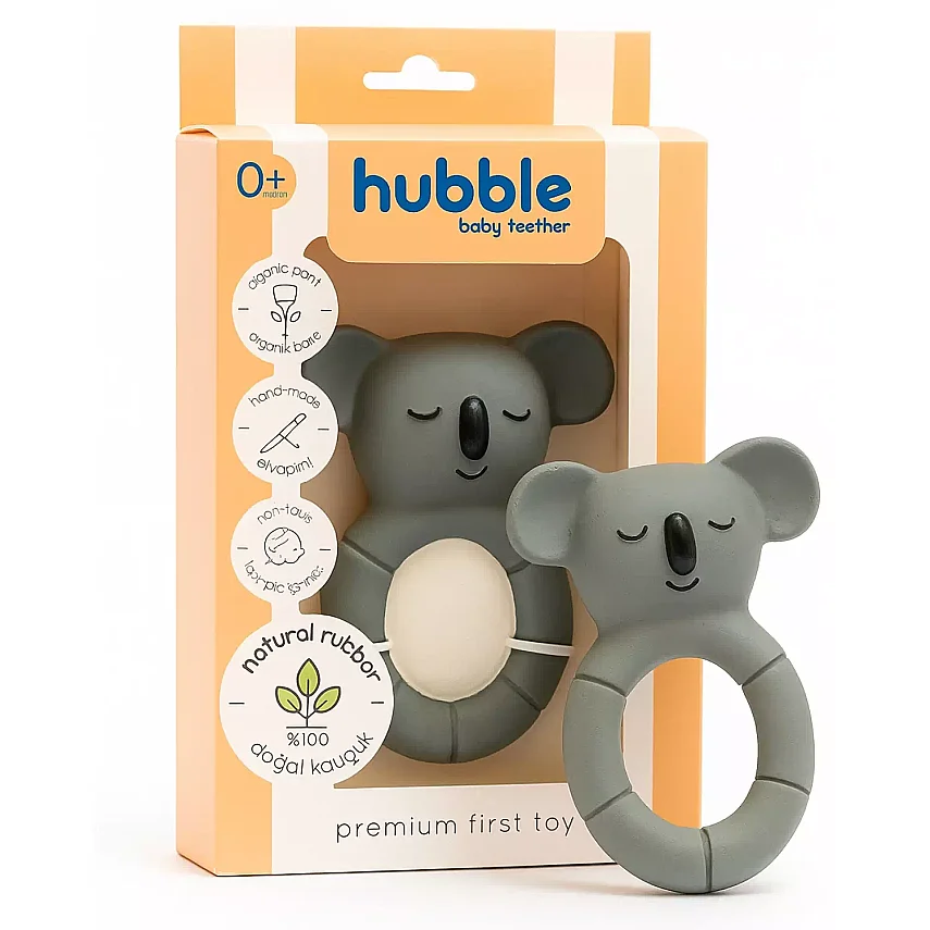 Hubble Doğal Bebek Diş Kaşıyıcı Ve Oyuncağı (%100 Doğal Kauçuk) Koala Halkalı - 1