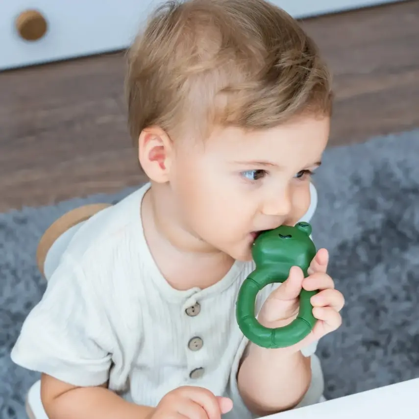 Hubble Doğal Bebek Diş Kaşıyıcı Ve Oyuncağı (%100 Doğal Kauçuk) Kurbağa Halkalı - 6