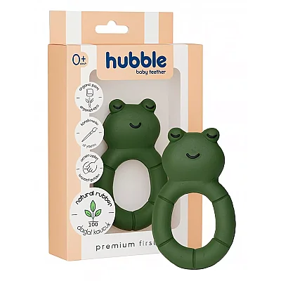 Hubble Doğal Bebek Diş Kaşıyıcı Ve Oyuncağı (%100 Doğal Kauçuk) Kurbağa Halkalı 
