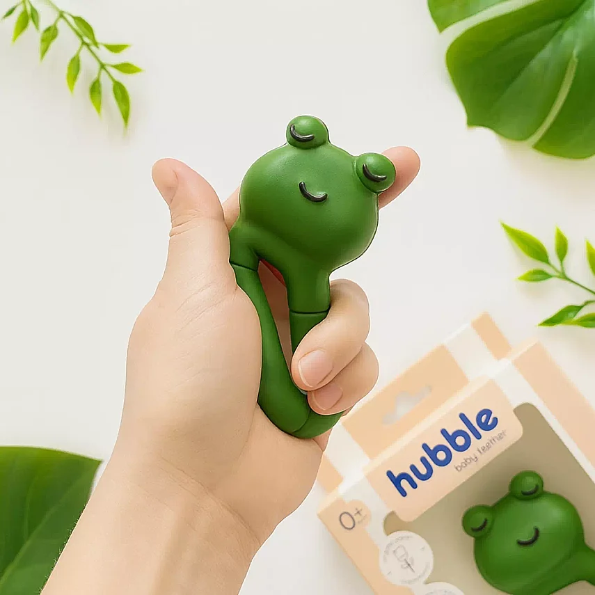 Hubble Doğal Bebek Diş Kaşıyıcı Ve Oyuncağı (%100 Doğal Kauçuk) Kurbağa Halkalı - 2