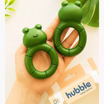 Hubble Doğal Bebek Diş Kaşıyıcı Ve Oyuncağı (%100 Doğal Kauçuk) Kurbağa Halkalı - 4