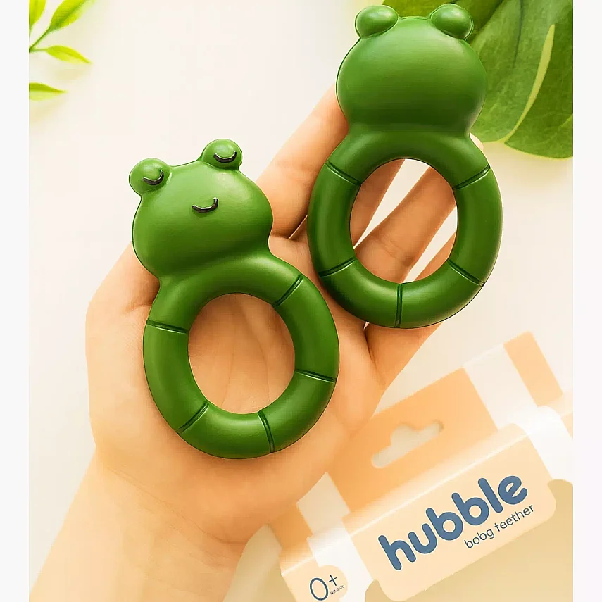 Hubble Doğal Bebek Diş Kaşıyıcı Ve Oyuncağı (%100 Doğal Kauçuk) Kurbağa Halkalı - 4