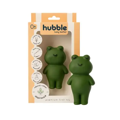 Hubble Doğal Bebek Diş Kaşıyıcı Ve Oyuncağı (%100 Doğal Kauçuk) Kurbağa