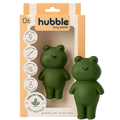 Hubble Doğal Bebek Diş Kaşıyıcı Ve Oyuncağı (%100 Doğal Kauçuk) Kurbağa 