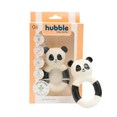 Hubble Doğal Bebek Diş Kaşıyıcı Ve Oyuncağı (%100 Doğal Kauçuk) Panda Halkalı