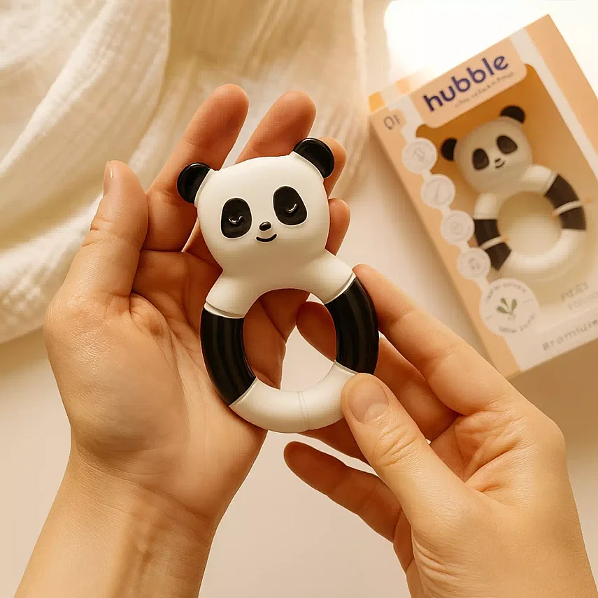 Hubble Doğal Bebek Diş Kaşıyıcı Ve Oyuncağı (%100 Doğal Kauçuk) Panda Halkalı - 2
