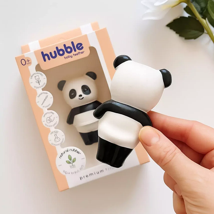 Hubble Doğal Bebek Diş Kaşıyıcı Ve Oyuncağı (%100 Doğal Kauçuk) Panda  - 5