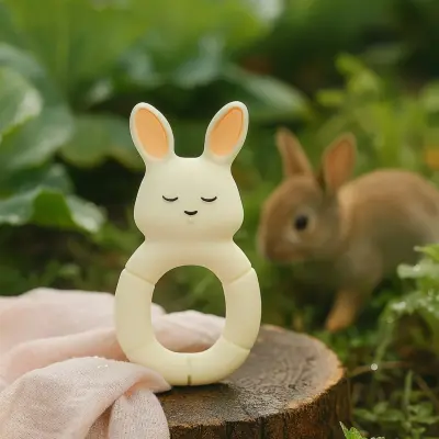 Hubble Doğal Bebek Diş Kaşıyıcı Ve Oyuncağı (%100 Doğal Kauçuk) Tavşan Halkalı - 7