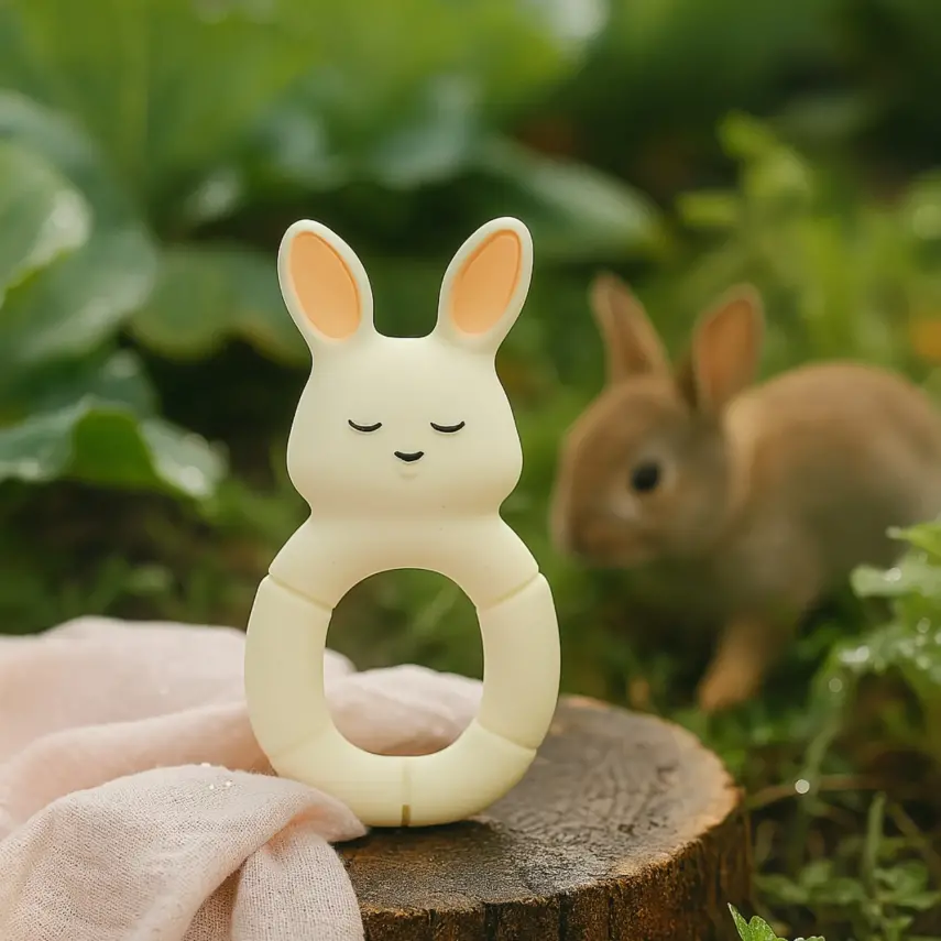 Hubble Doğal Bebek Diş Kaşıyıcı Ve Oyuncağı (%100 Doğal Kauçuk) Tavşan Halkalı - 7